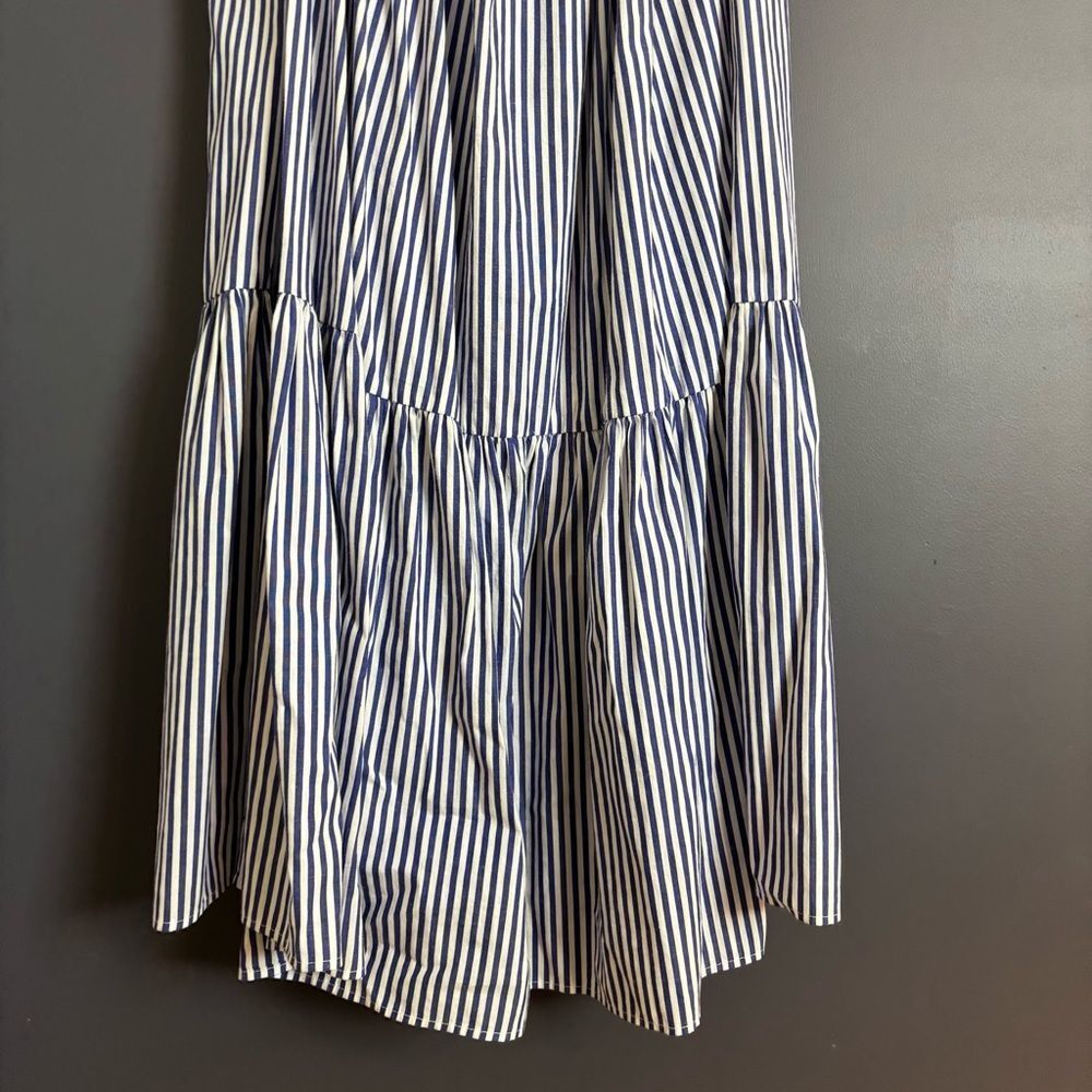 O. P. T. Stella Blue & White Striped Tiered Ruffle Midi Maxi Dress Size Medium - Picture 7 of 16